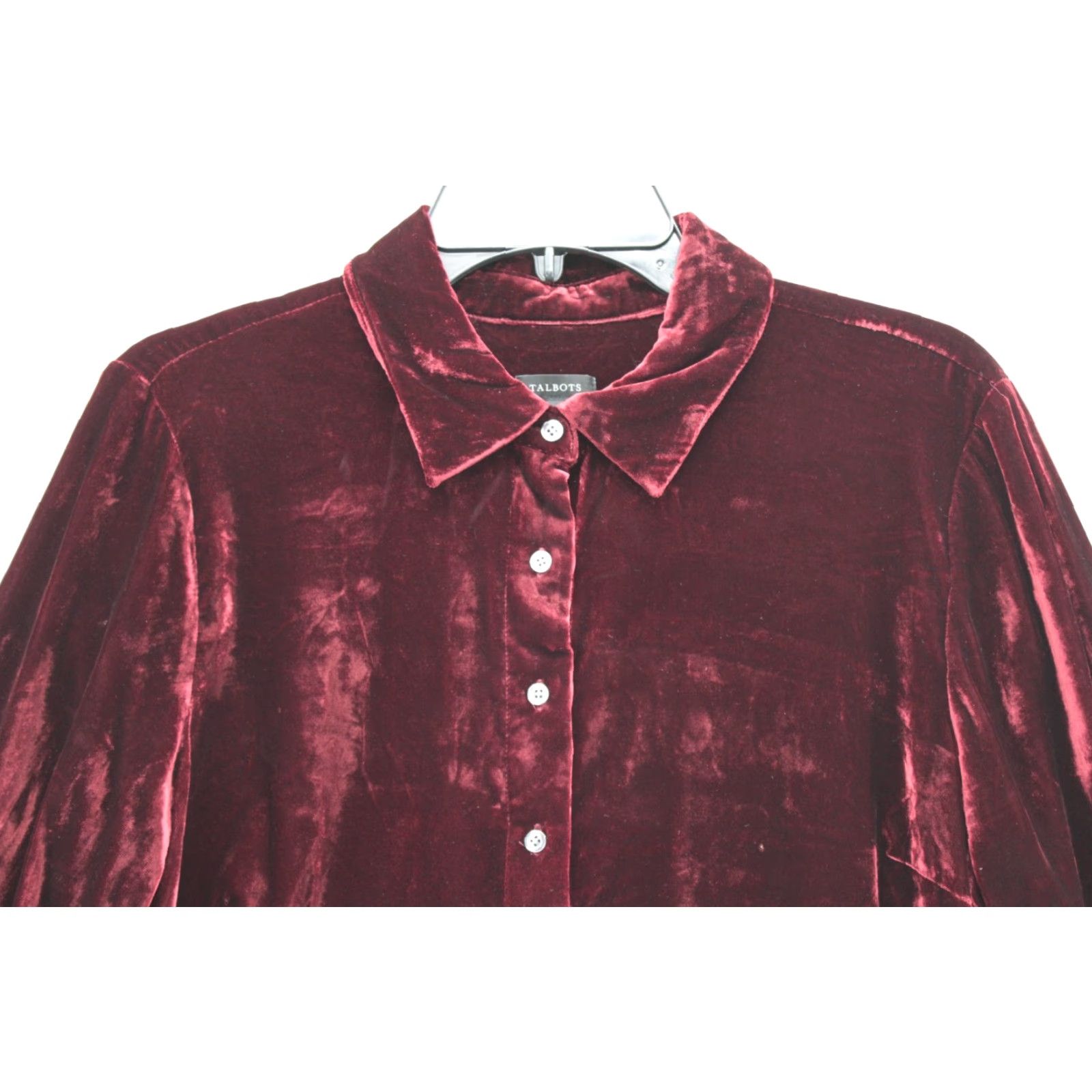 Talbots Talbots Blouse Women's Red Velvet Long Sleeve Button Up Christmas M Regular Size M / US 6-8 / IT 42-44 - 3 Thumbnail