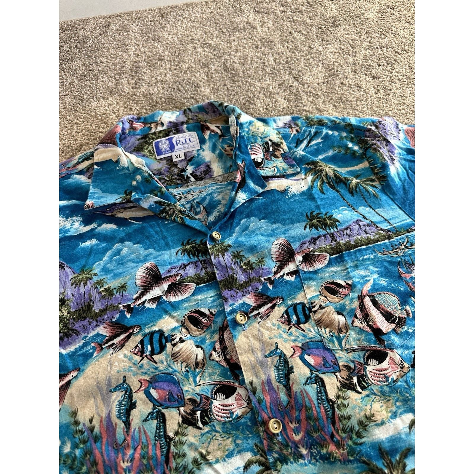 Other RJC Shirt Mens XL Green Hawaiian Scenic Tropical Print Aloha Size US XL / EU 56 / 4 - 2 Thumbnail