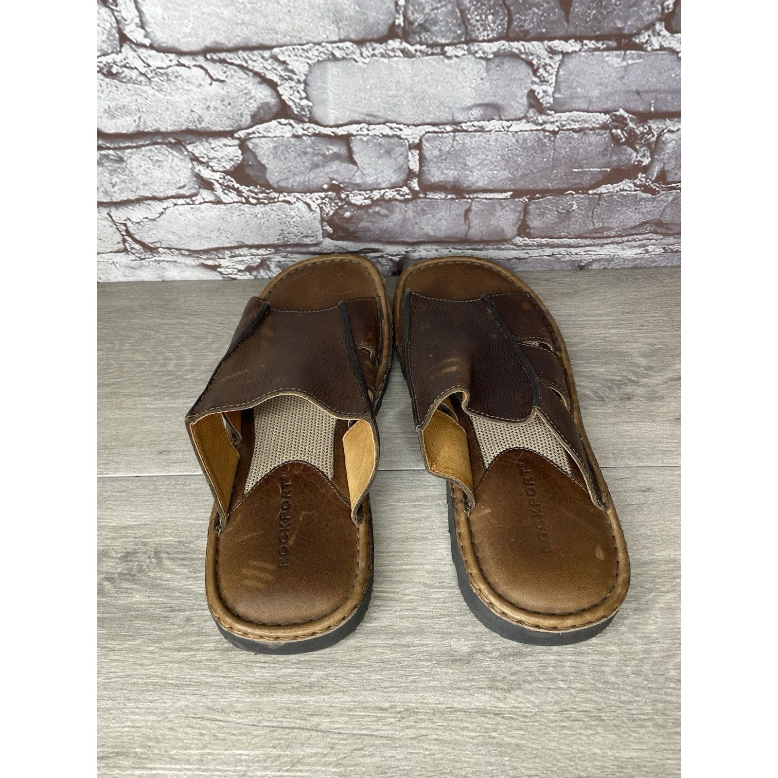 Rockport Rockport Brown Leather Cushion Open Toe Casual Slides Sandal Size US 11 / EU 44 - 7 Thumbnail