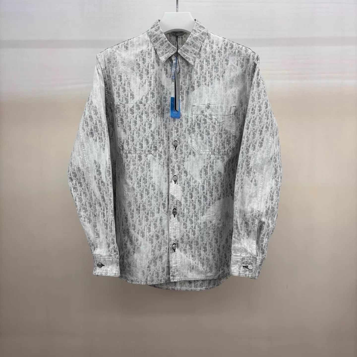 Dior Dior Oblique Distressed Denim Shirt O/S Unisex Gray 39 Japan Size US M / EU 48-50 / 2 - 1 Thumbnail