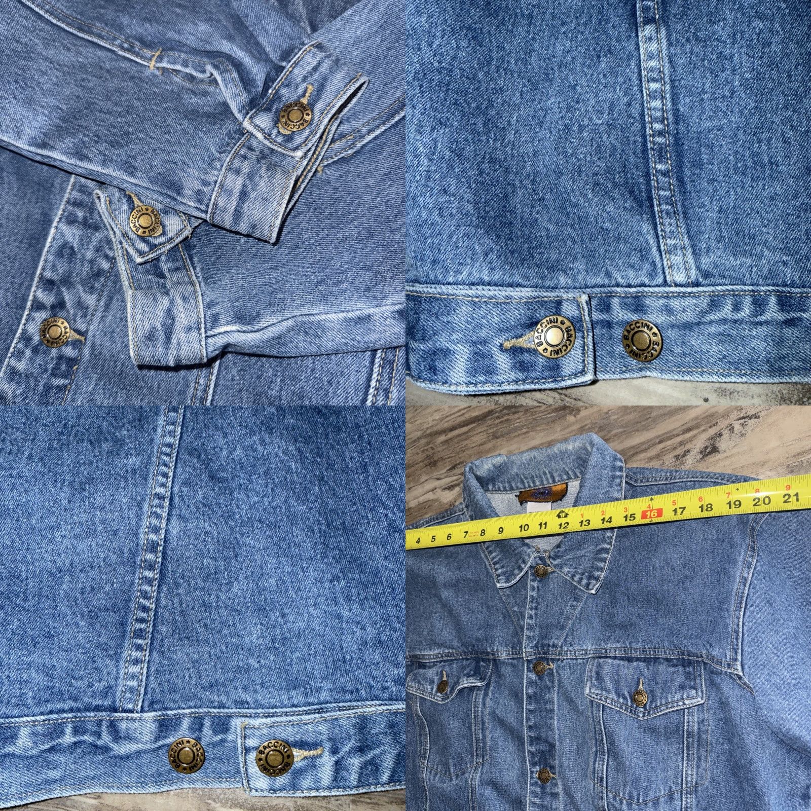 Denime VINTAGE BACCINI Trucker Jacket Men’s L Blue Denim 50 Chest Y2K 80s 90s Pockets Button Short Casual Workwear Jacket Mens Size US 33 - 8 Thumbnail