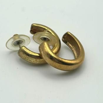 Other Brushed Gold Vintage Hoops – Unisex Clean Modern Minimal Size ONE SIZE - 1 Preview