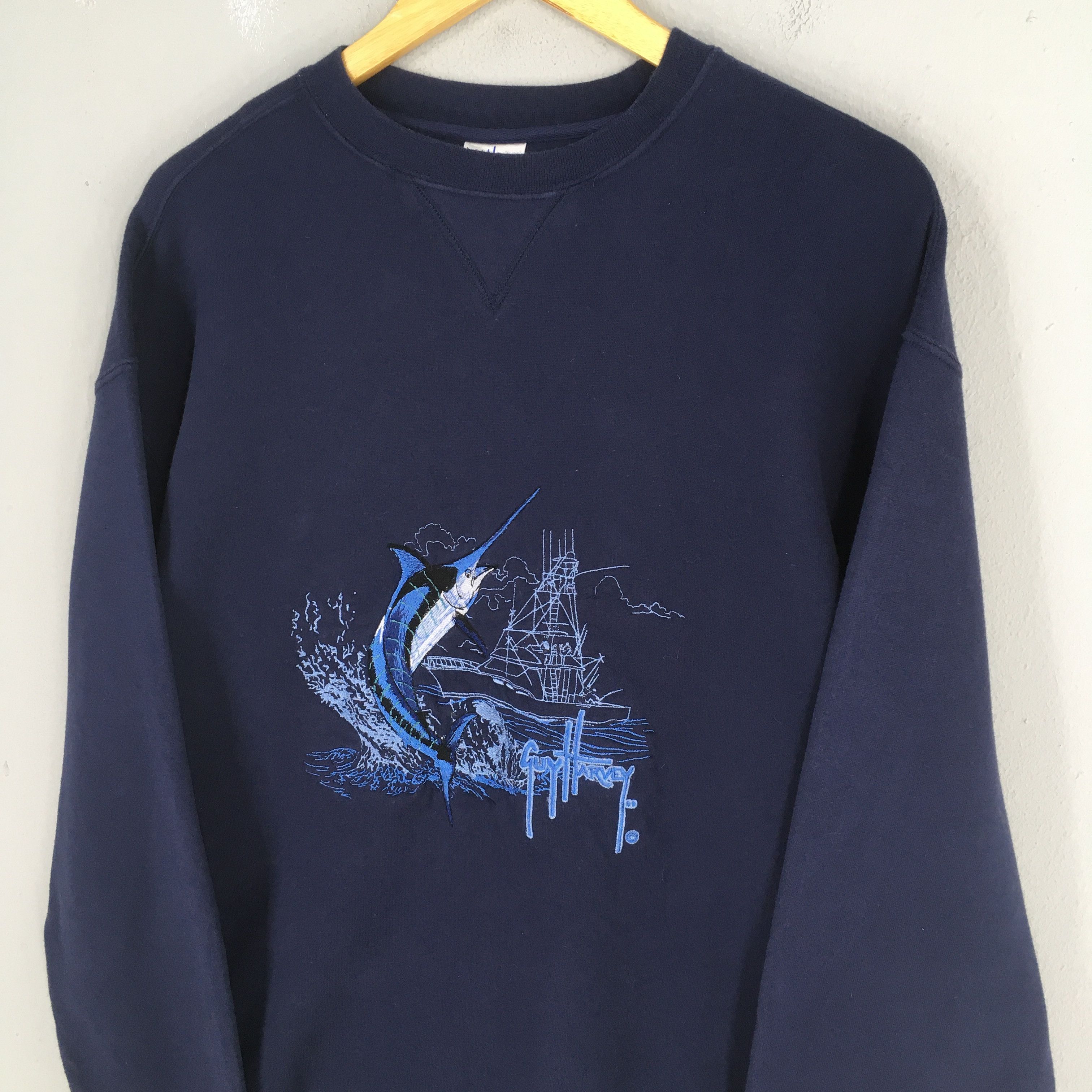 Guy Harvey × Vintage Vintage Guy Harvey Fishing Blue Sweatshirt Medium Size US M / EU 48-50 / 2 - 3 Thumbnail