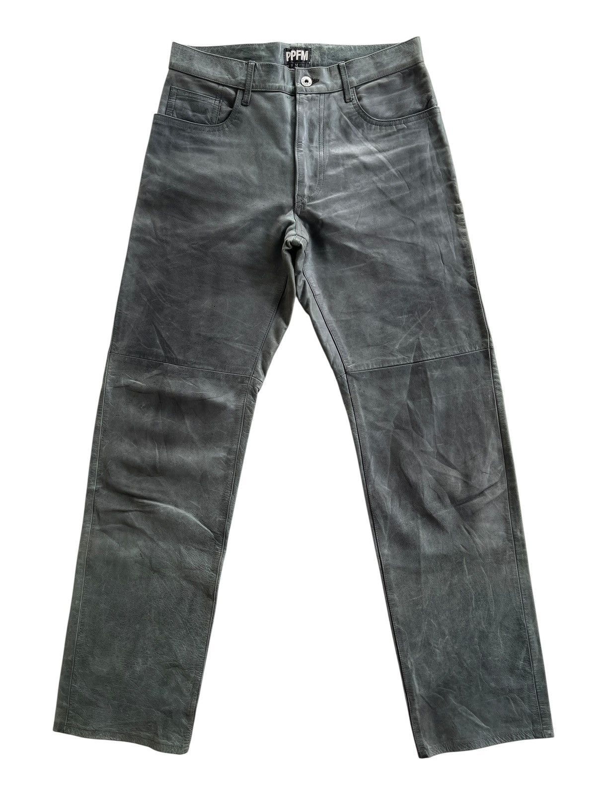 PPFM PPFM Dirty Green Leather Pants Size US 30 / EU 46 - 1 Thumbnail