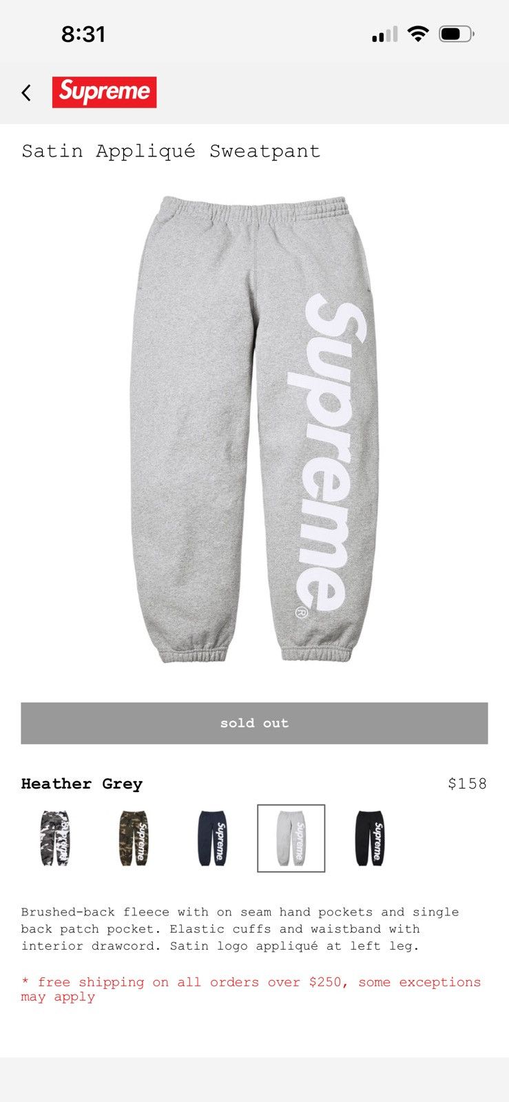 Supreme Supreme Satin Appliqué Sweatpant Size US 36 / EU 52 - 1 Preview