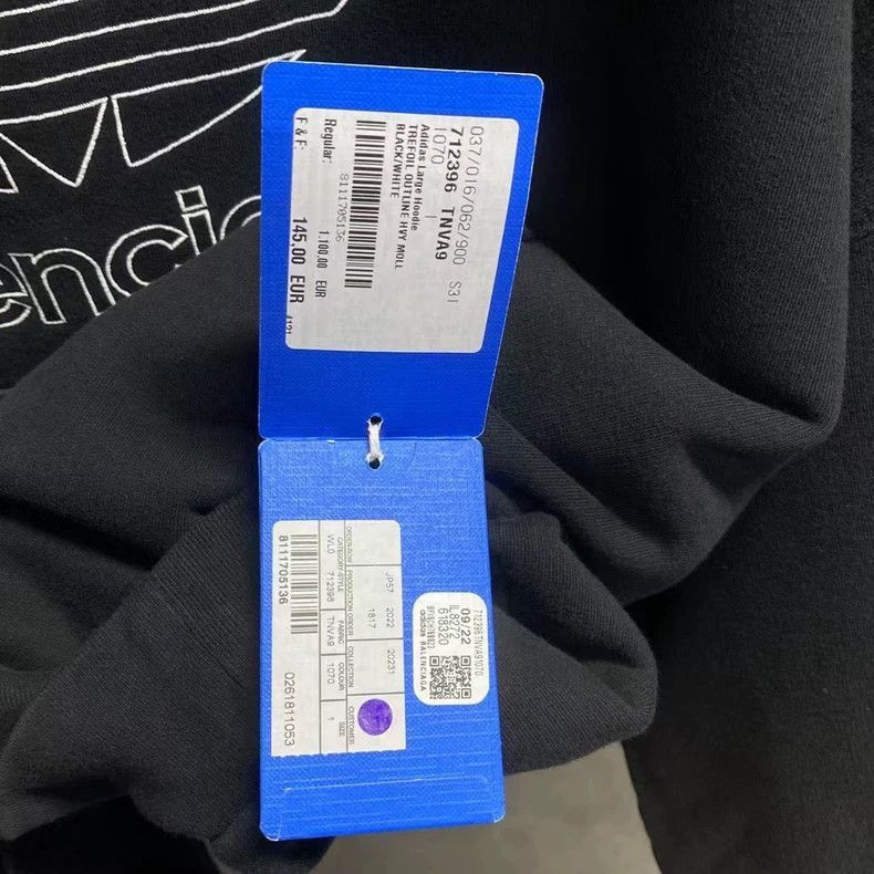 Balenciaga Balenciaga Balenciaga Adidas Black Embroidered Hoodie-2506 Size US M / EU 48-50 / 2 - 6 Thumbnail