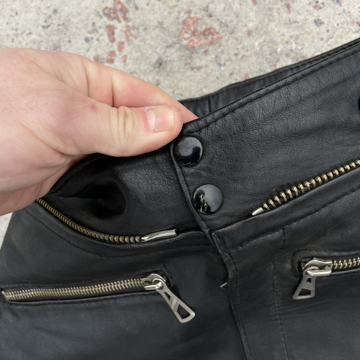 Vintage Vintage Moto Pants 28 Real Leather Y2K 90s USA Size 32" / US 10 / IT 46 - 5 Thumbnail