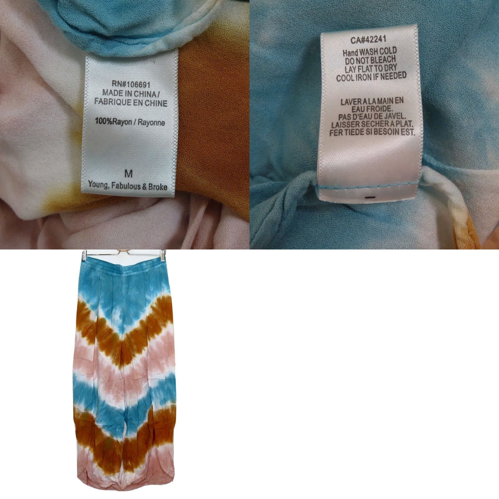 Young Fabulous & Broke Young Fabulous & Broke Pants Women Medium Tie Dye Open Front Wide Leg Multicolor Size 32" / US 10 / IT 46 - 8 Thumbnail