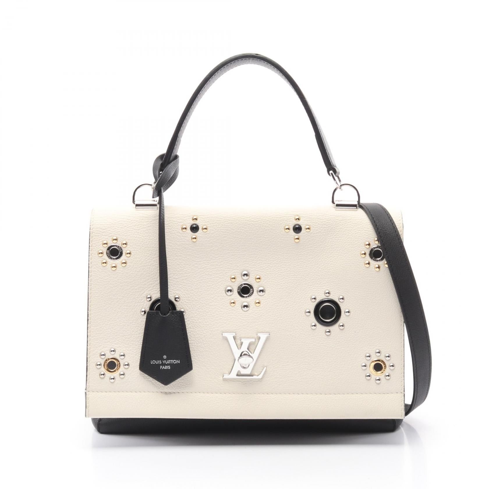 Louis Vuitton Louis Vuitton Lockme 2 Mechanical Rock Flower Taurillon Leather Handbag Off White Black Studs Size ONE SIZE - 1 Thumbnail