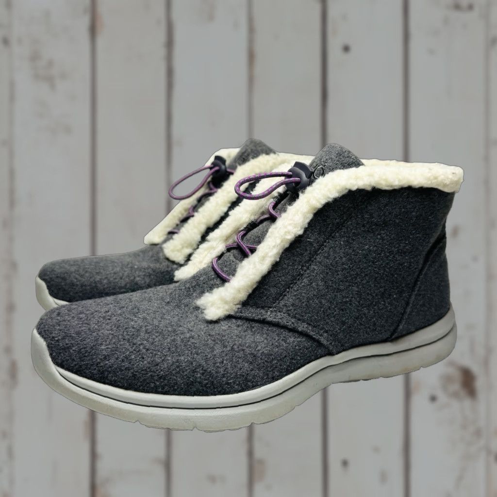 Vintage Ryka Everest Ankle Boots Womens Size 10 M Gray Faux Shearling Lined Lightweight Slip On Size US 10 / IT 40 - 1 Thumbnail