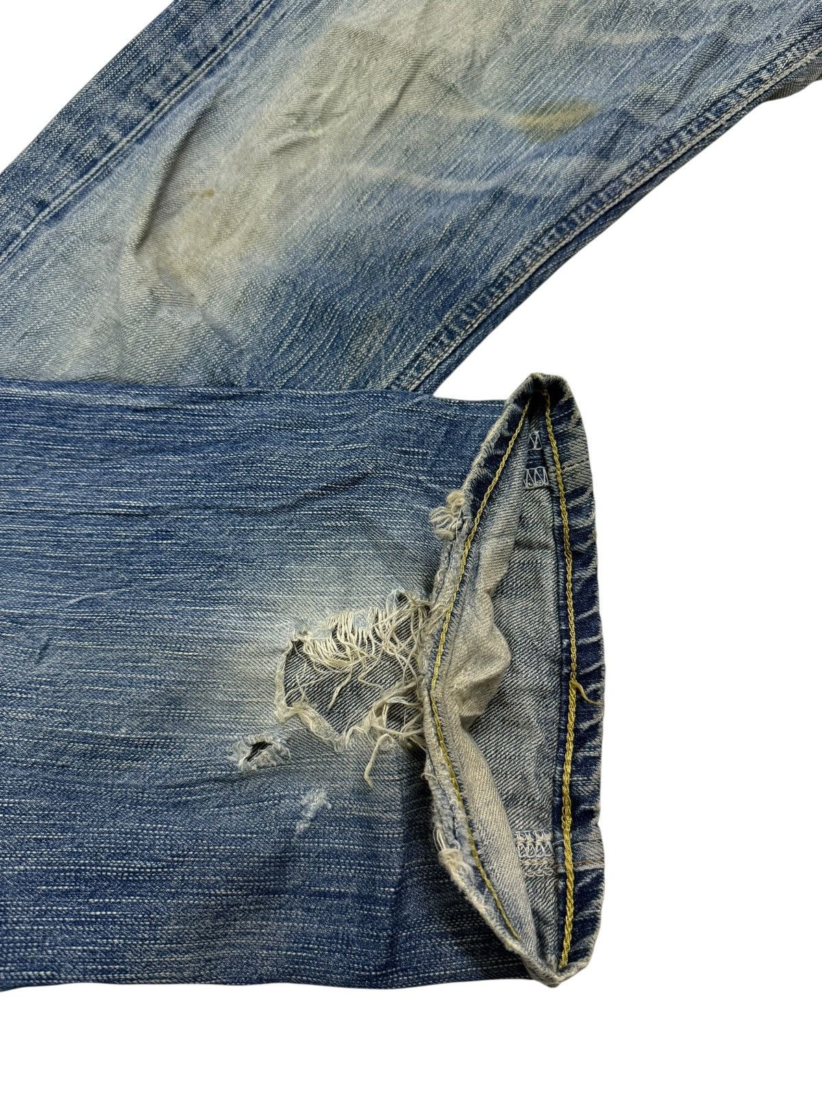 Edwin Vintage Edwin 503 Blue Trip Japan Distressed Loose Jeans Size US 32 / EU 48 - 24 Thumbnail