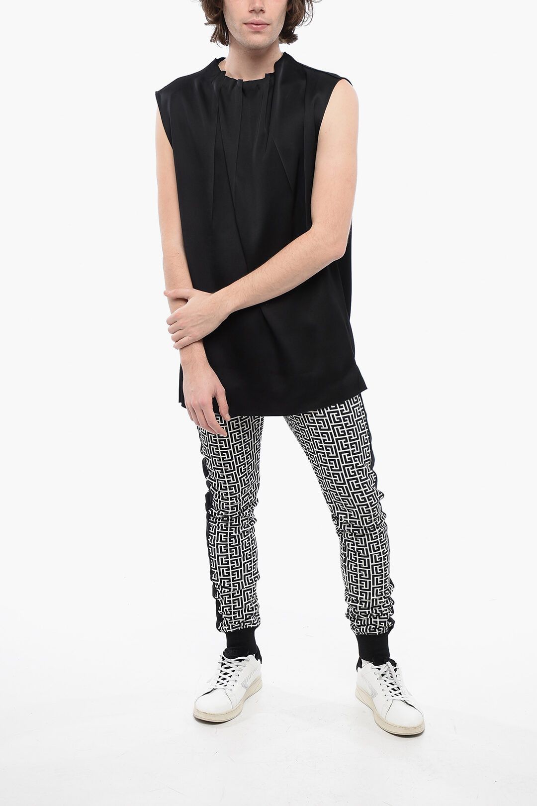 Jil Sander og1mm0625 Draped Neck Silk Blend Tank Top in Black Size US M / EU 48-50 / 2 - 4 Thumbnail