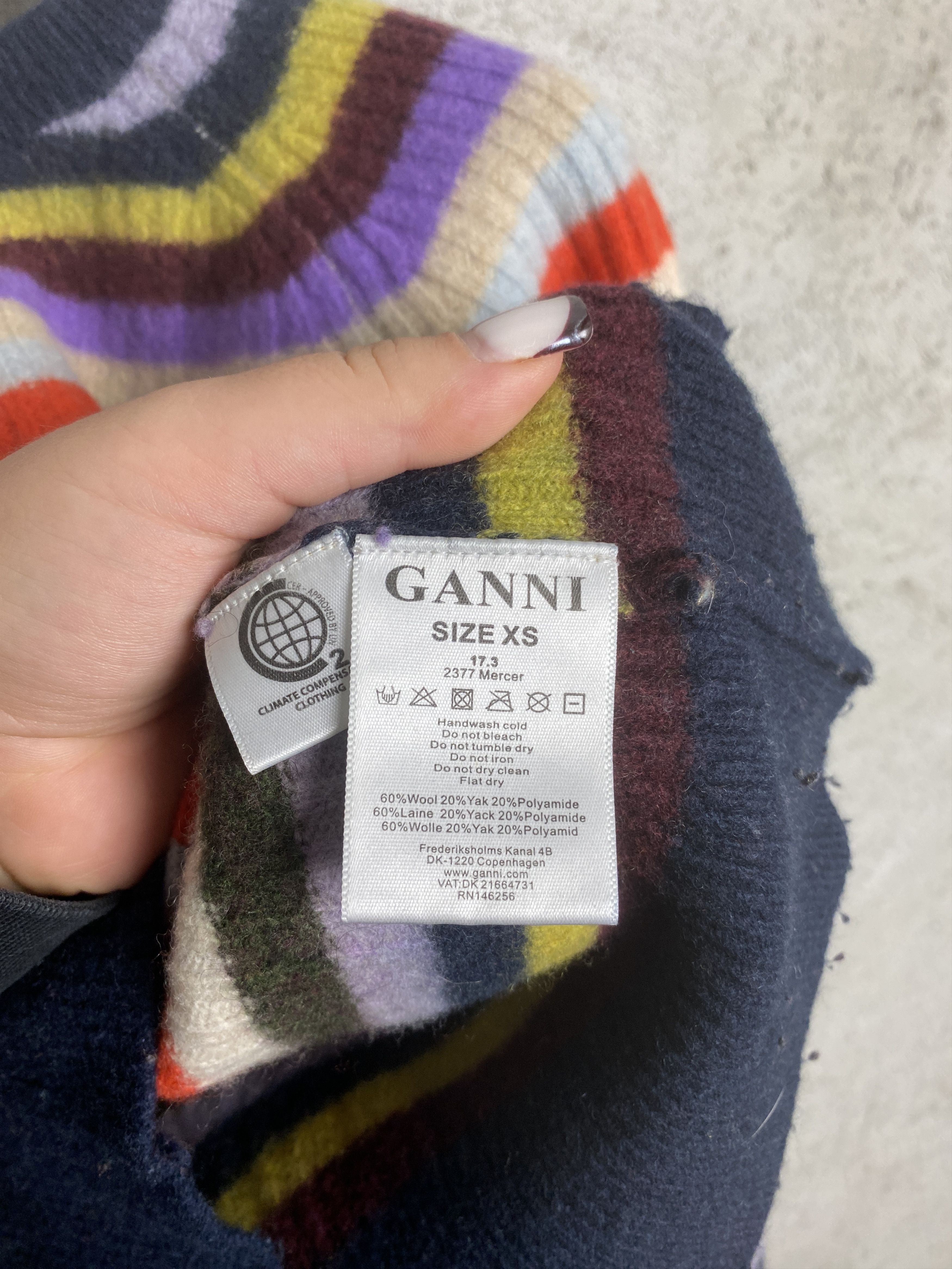 Ganni Ganni wool yak nylon striped sweater knitwear Size XS / US 0-2 / IT 36-38 - 5 Thumbnail