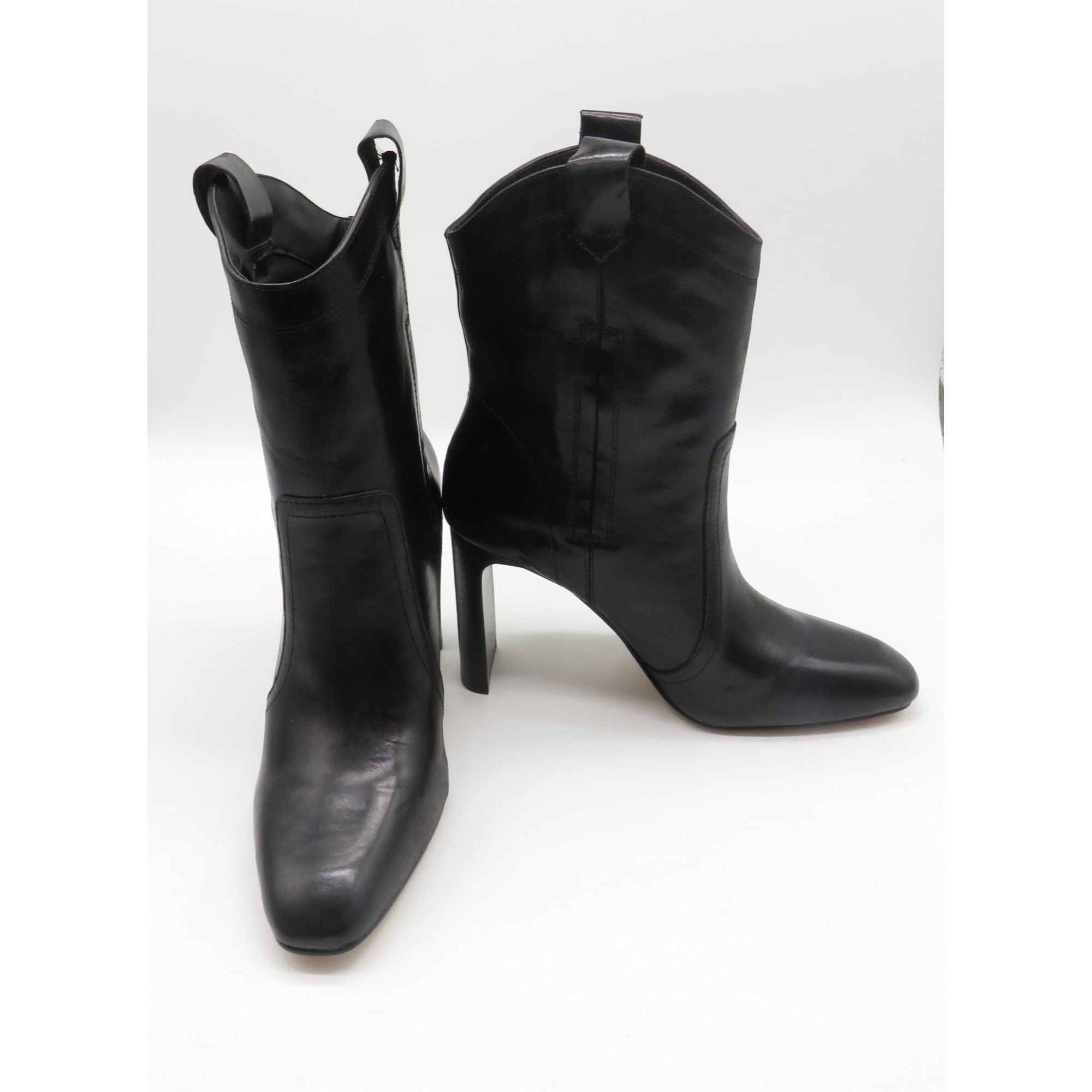 Jessica Simpson Jessica Simpson JS-Xovira Women's Black Leather Ankle Boots Size US 7.5 / IT 37.5 - 4 Thumbnail