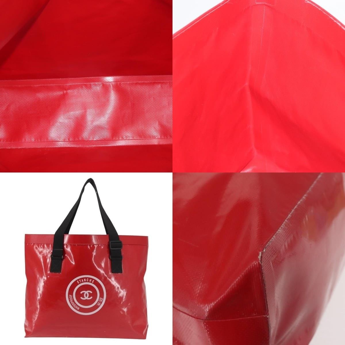Chanel Chanel Etanche Waterproof Tote Bag Vinyl Red CC Size ONE SIZE - 5 Thumbnail