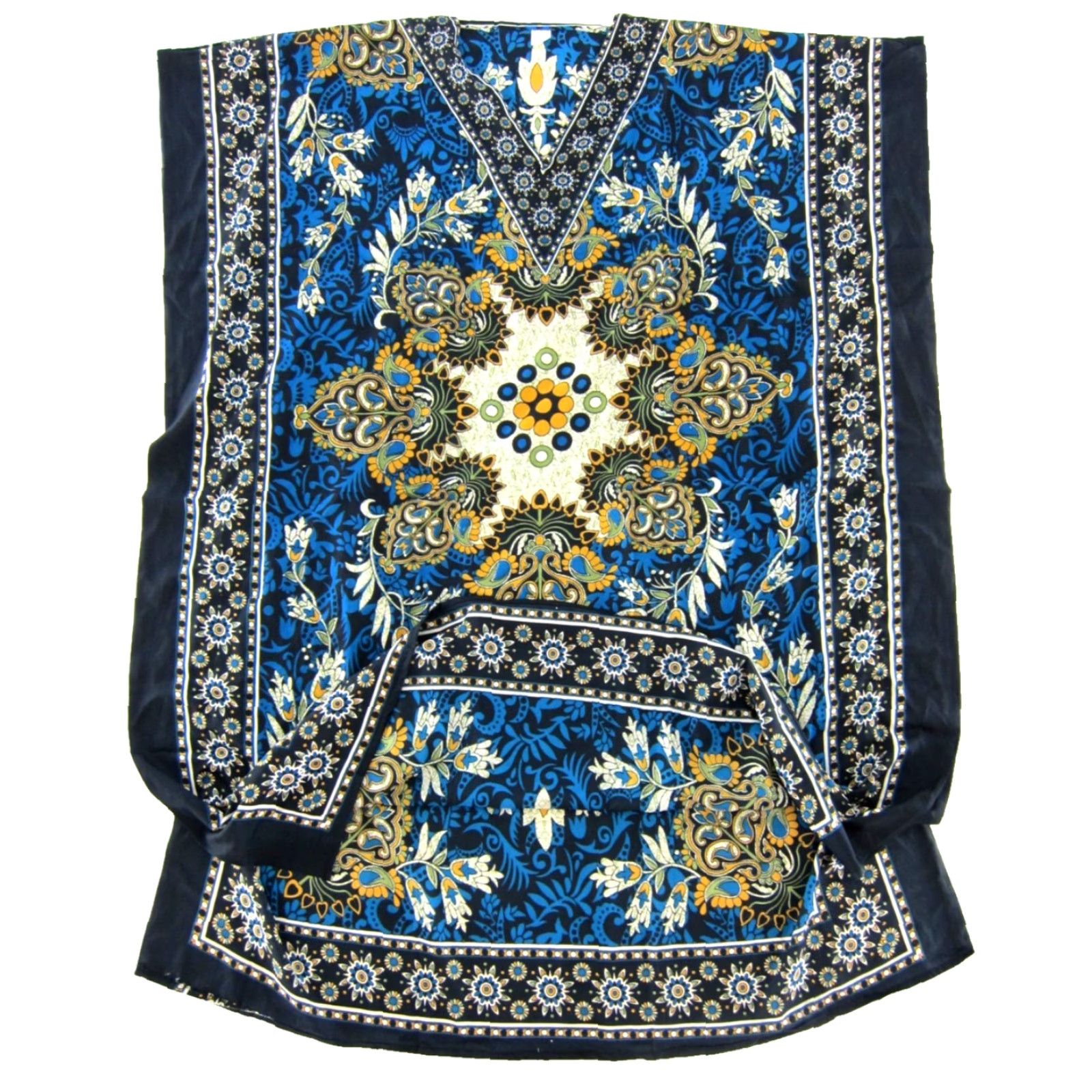 Vintage VINTAGE MAAZEE Kaftan Maxi Dress L-XL Women Floral Long Blue Green Yellow Muumuu Size L / US 10 / IT 46 - 5 Thumbnail