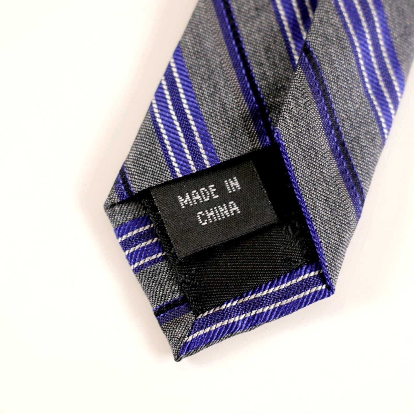 Calvin Klein Calvin Klein Gray Purple Striped Woven Silk Tie Size ONE SIZE - 4 Thumbnail