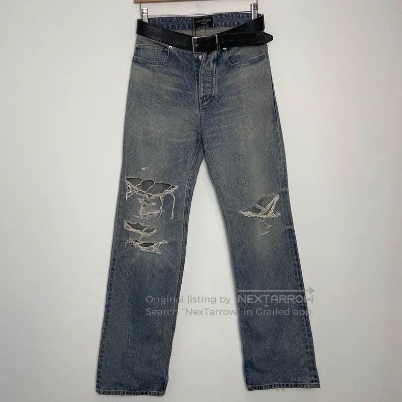 Balenciaga Balenciaga size S Self-belted distressed effect zippered s Size US 27 - 1 Thumbnail