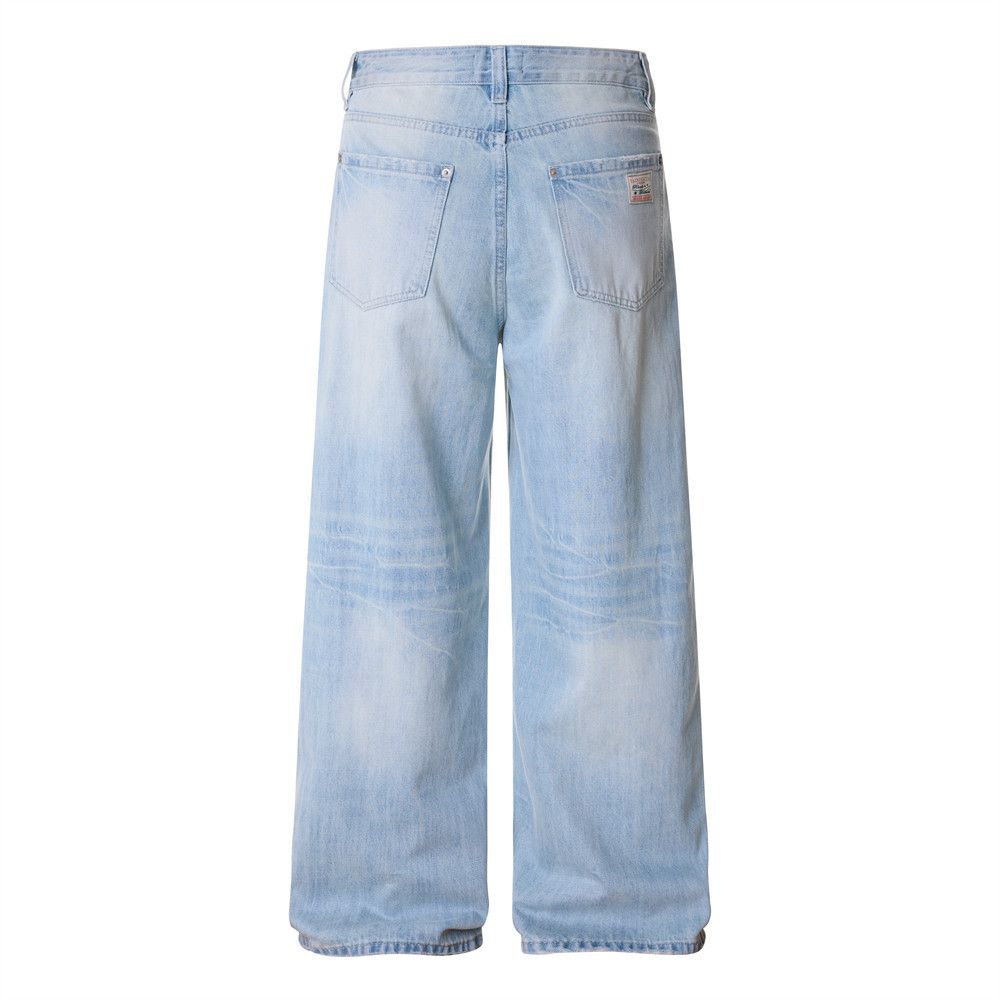 Jean Retro men's distressed washed light-colored jeans Size US 32 / EU 48 - 2 Thumbnail
