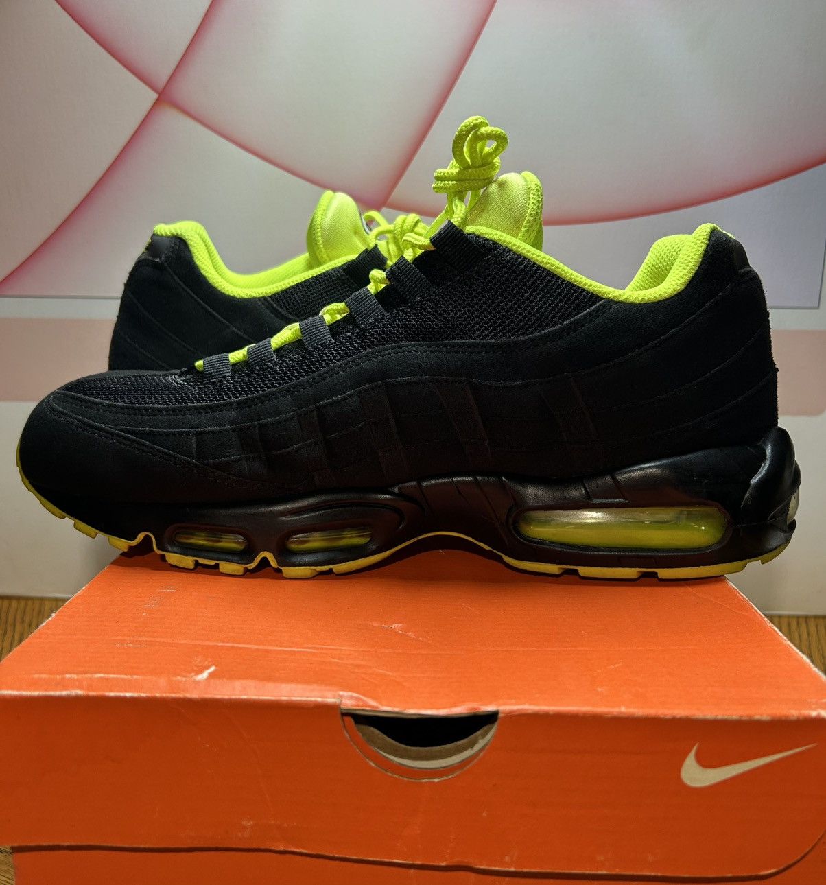 Nike Size 11.5 - Nike Air Max 95 OG Big Bubble - Neon Black Volt Size US 11.5 / EU 44-45 - 6 Thumbnail