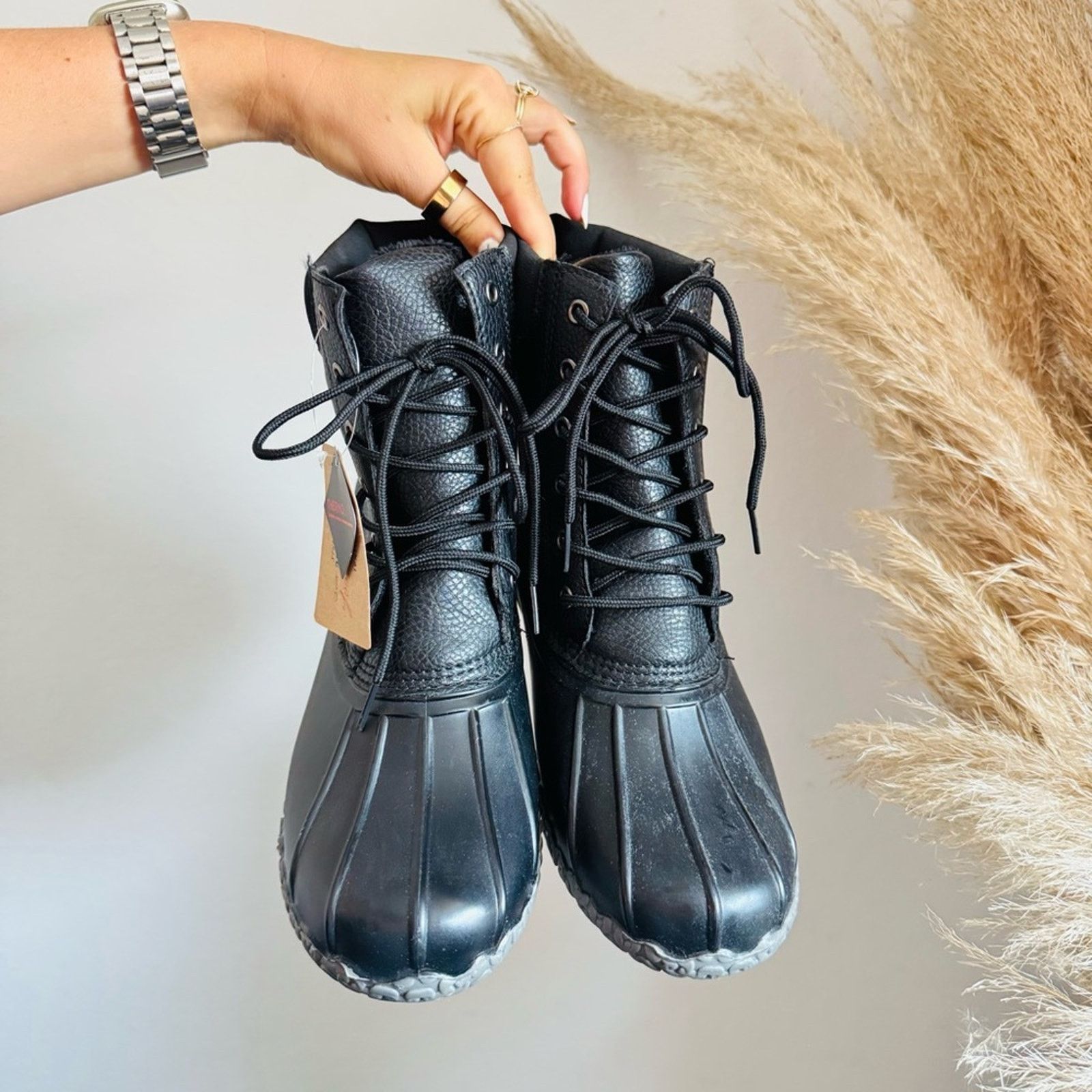 Weatherproof WEATHERPROOF Black Leather Rubber Snow Rain Ankle Boots Shoe Size US 9.5 / IT 39.5 - 11 Thumbnail