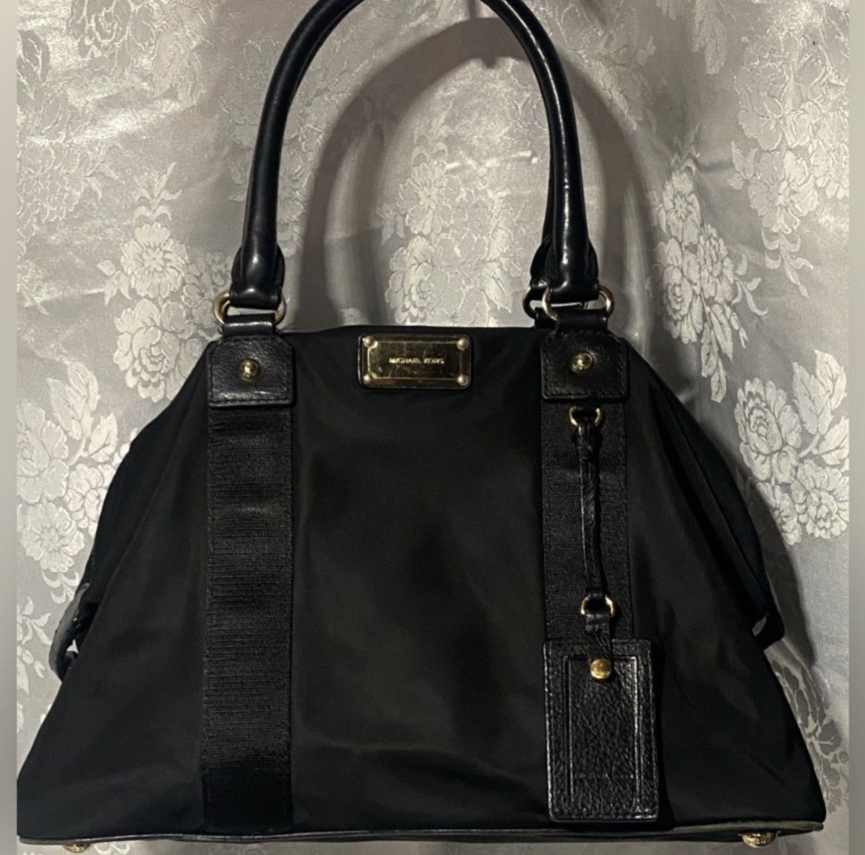 Michael Kors Michael Kors Black Nylon Satchel Tote Bag Gold Hardware Size ONE SIZE - 1 Thumbnail