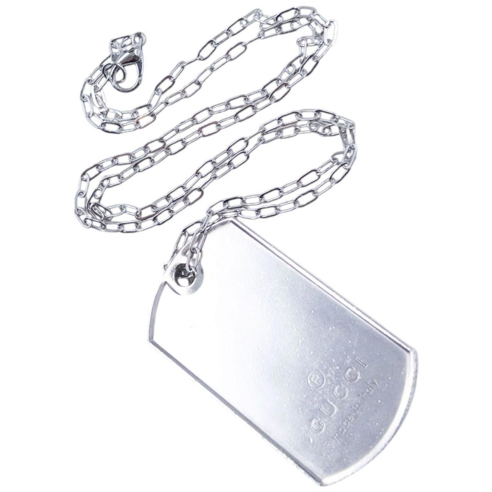 Gucci Vintage 2000s Gucci Embossed Dog Tag Necklace Size ONE SIZE - 7 Thumbnail
