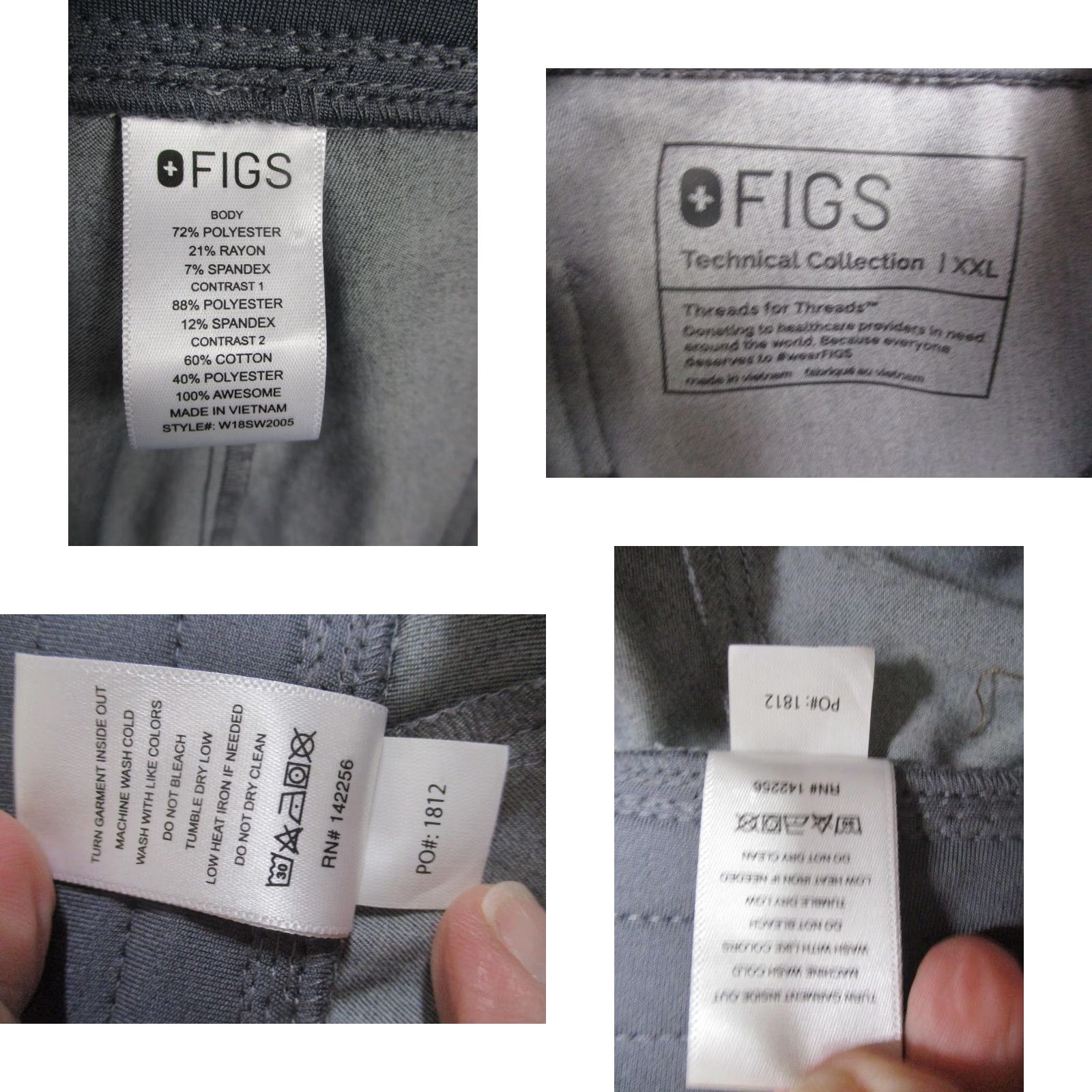 Vintage FIGS Pants Main Jogger Mens 2XL Gray Workwear Pockets Drawstring Zipper Logo Lightweight Elastic Waist Size US 39 - 8 Thumbnail