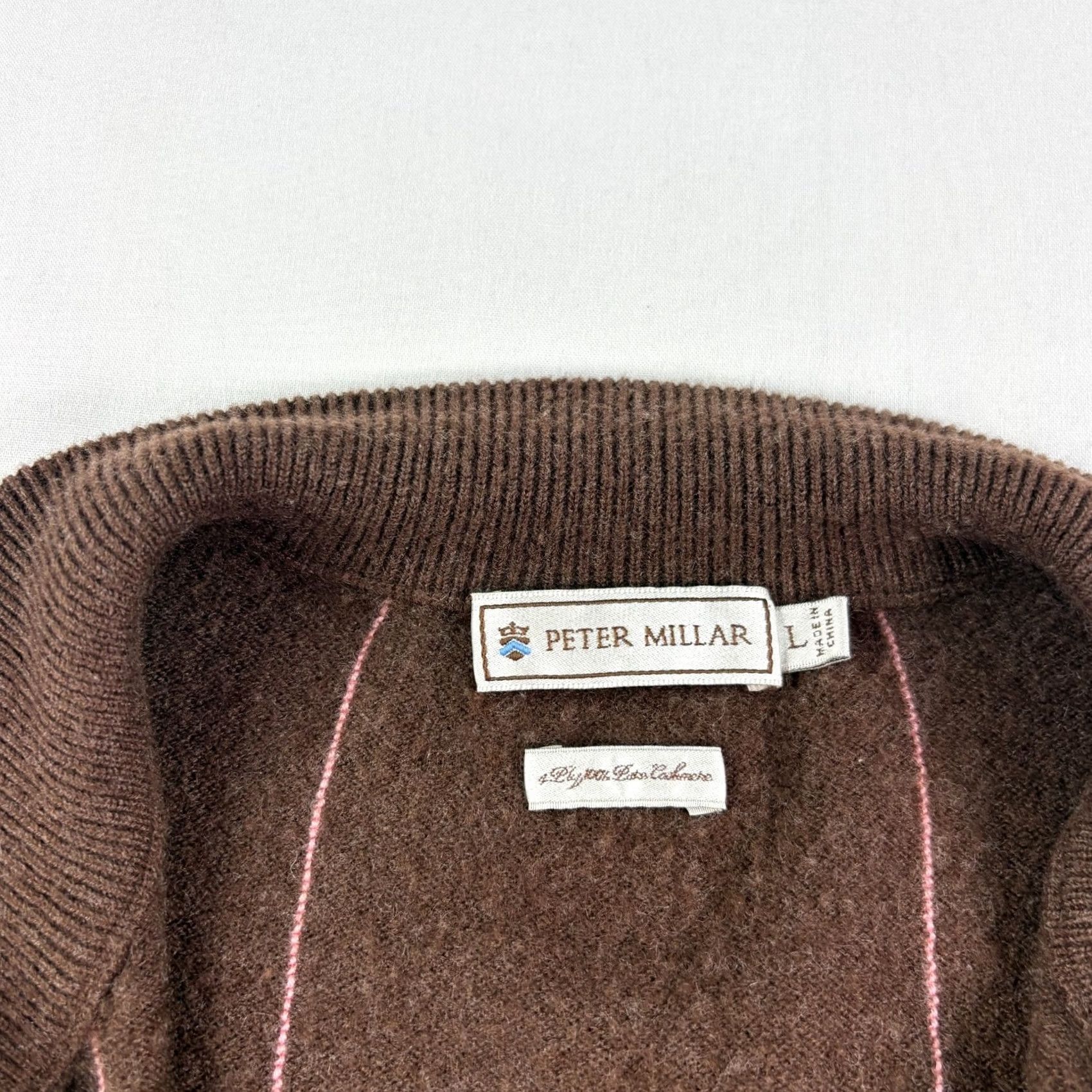 Peter Millar Peter Millar Sweater Mens Large Brown 1/4 Zip Pullover Golf Stretch Plaid Cashmere Mock Neck Long Sleeve Regular Modern Fit Size US L / EU 52-54 / 3 - 3 Thumbnail