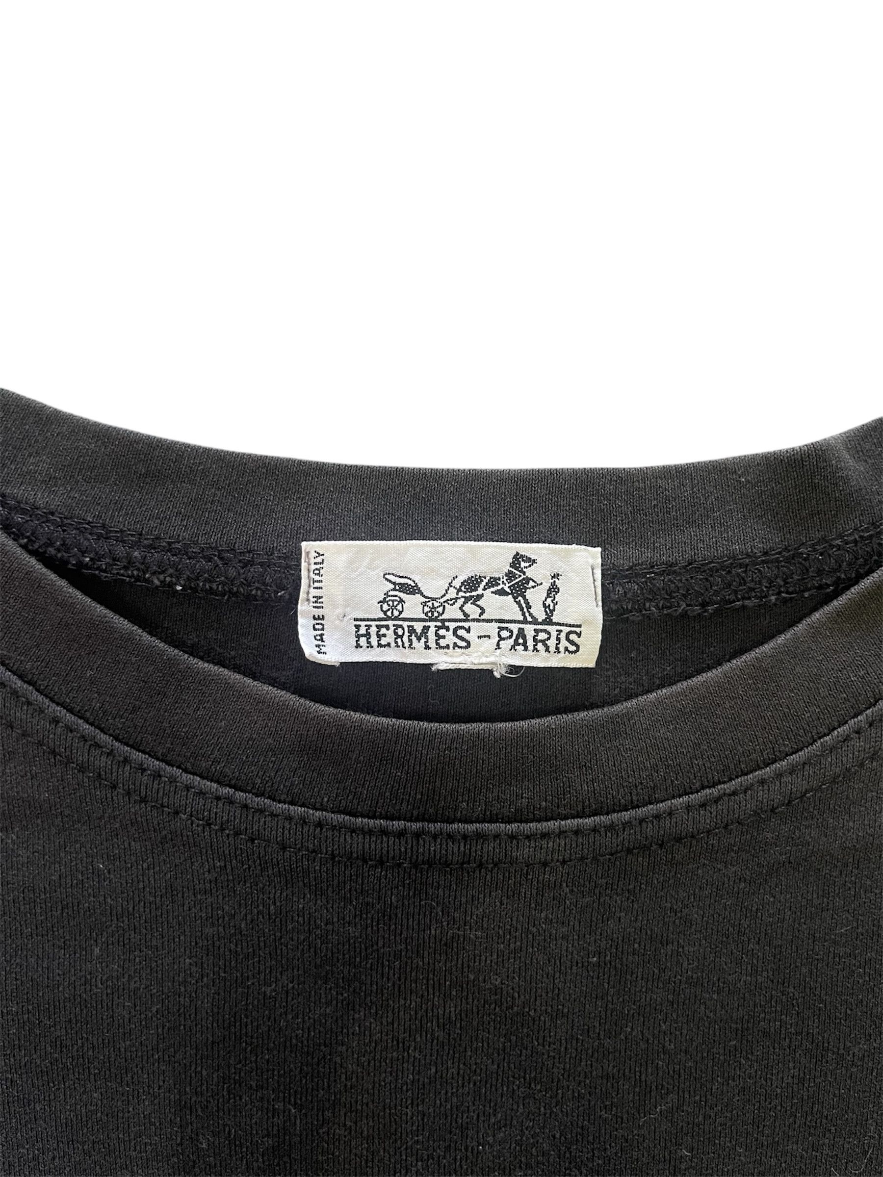 Hermes Vintage 90s Hermes Long Sleeve Black Minor Faded of the Day Size S / US 4 / IT 40 - 2 Thumbnail