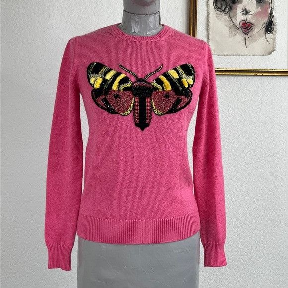 Gucci Gucci Cashmere Moth Net-a-Porter Capsule 2016 Crew Neck Emb Size XS / US 0-2 / IT 36-38 - 2 Thumbnail