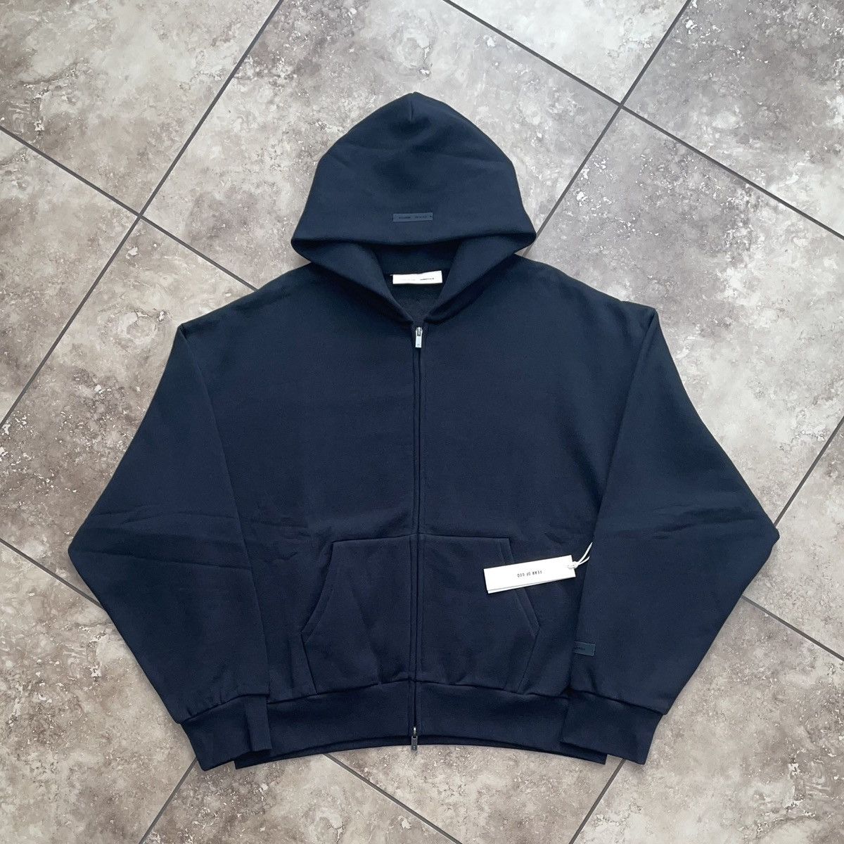Fear of God Essentials Full Zip-Up Hoodie Jet Black XL