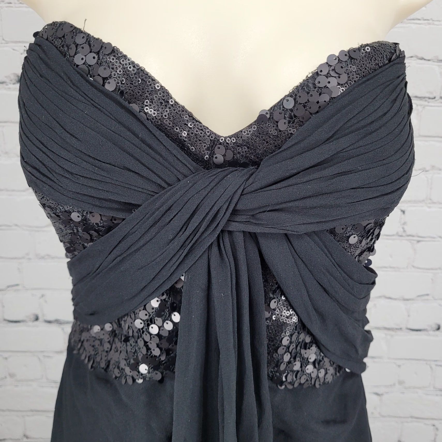 Vintage Kurt Thomas Black Silk Chiffon Sequin Strapless Lined Mini Dress Size 10 Size L / US 10 / IT 46 - 5 Thumbnail