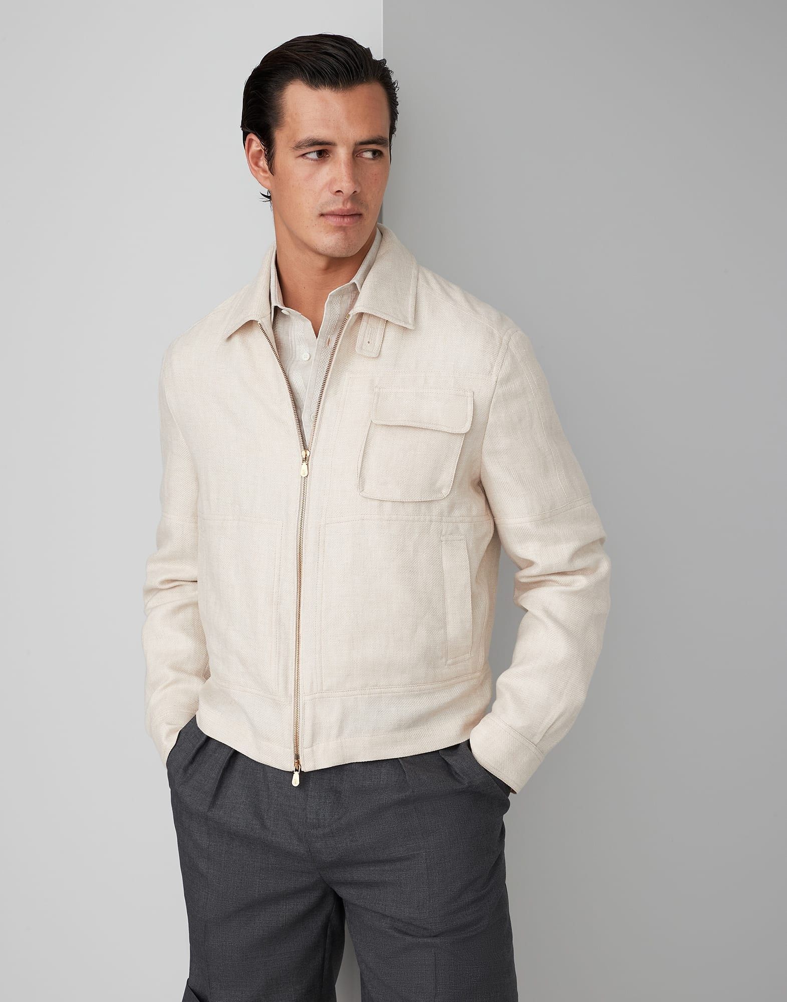 Brunello Cucinelli Jacket in Light Beige Size US S / EU 44-46 / 1 - 1 Thumbnail