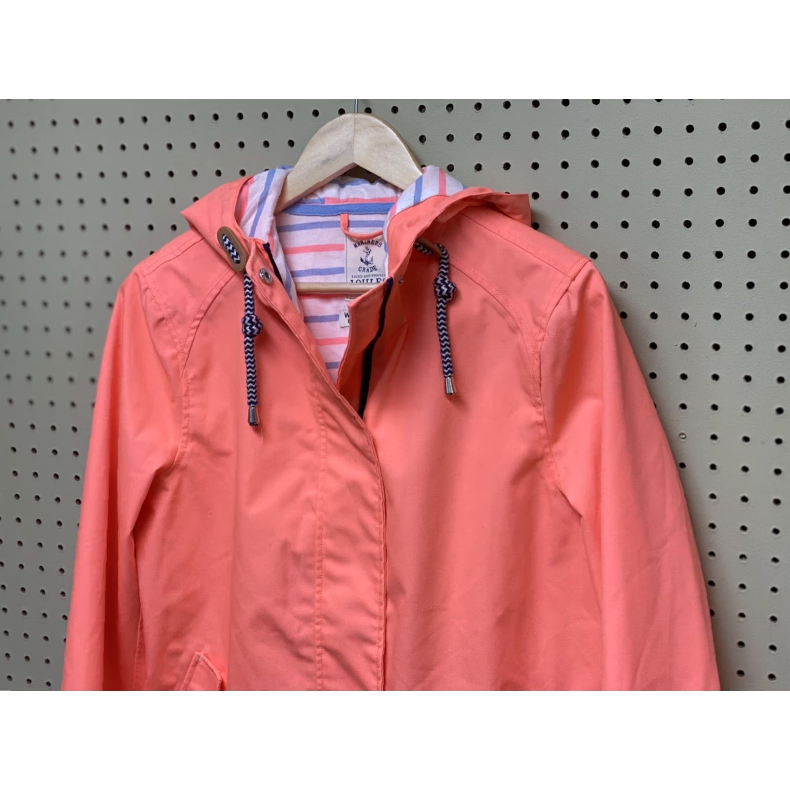 Vintage Joules U-Coast Waterproof Hooded Jacket Womens Large US 10 Neon Orange Fluorescent Rain Coat Hooded External Snaphot Zip Size L / US 10 / IT 46 - 2 Thumbnail