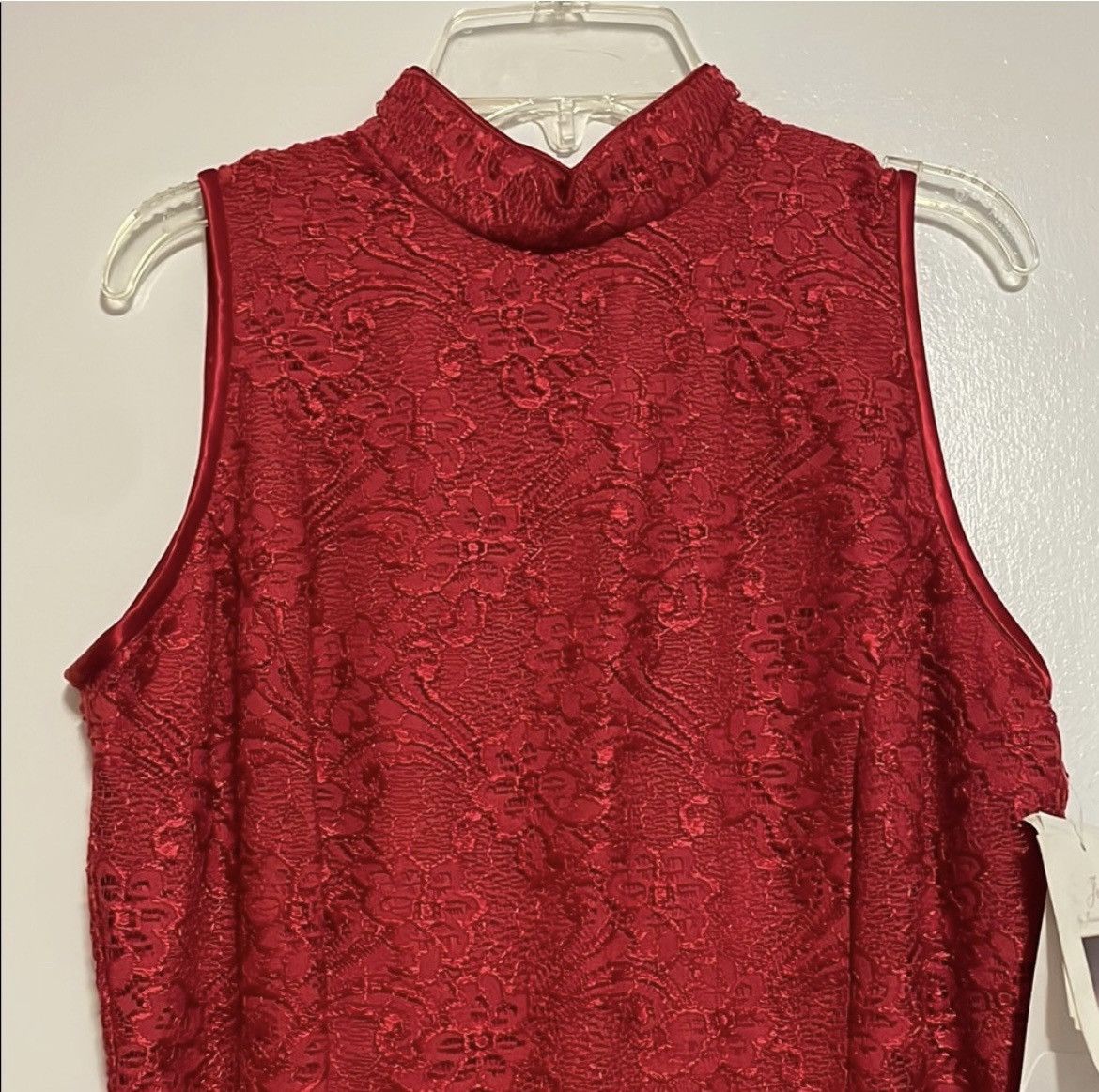 Jessica McClintock Jessica McClintock Red Sleeveless Maxi Dress with Mock Neck Size L / US 10 / IT 46 - 4 Thumbnail