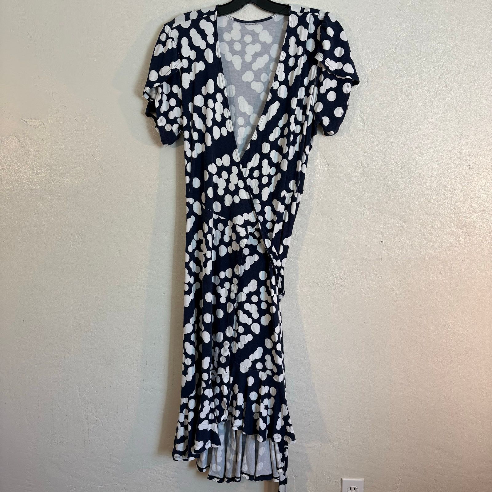Other CAbi Casual Midi Dress Wrap Tie Neck Blue Polka Dot Size L / US 10 / IT 46 - 1 Thumbnail