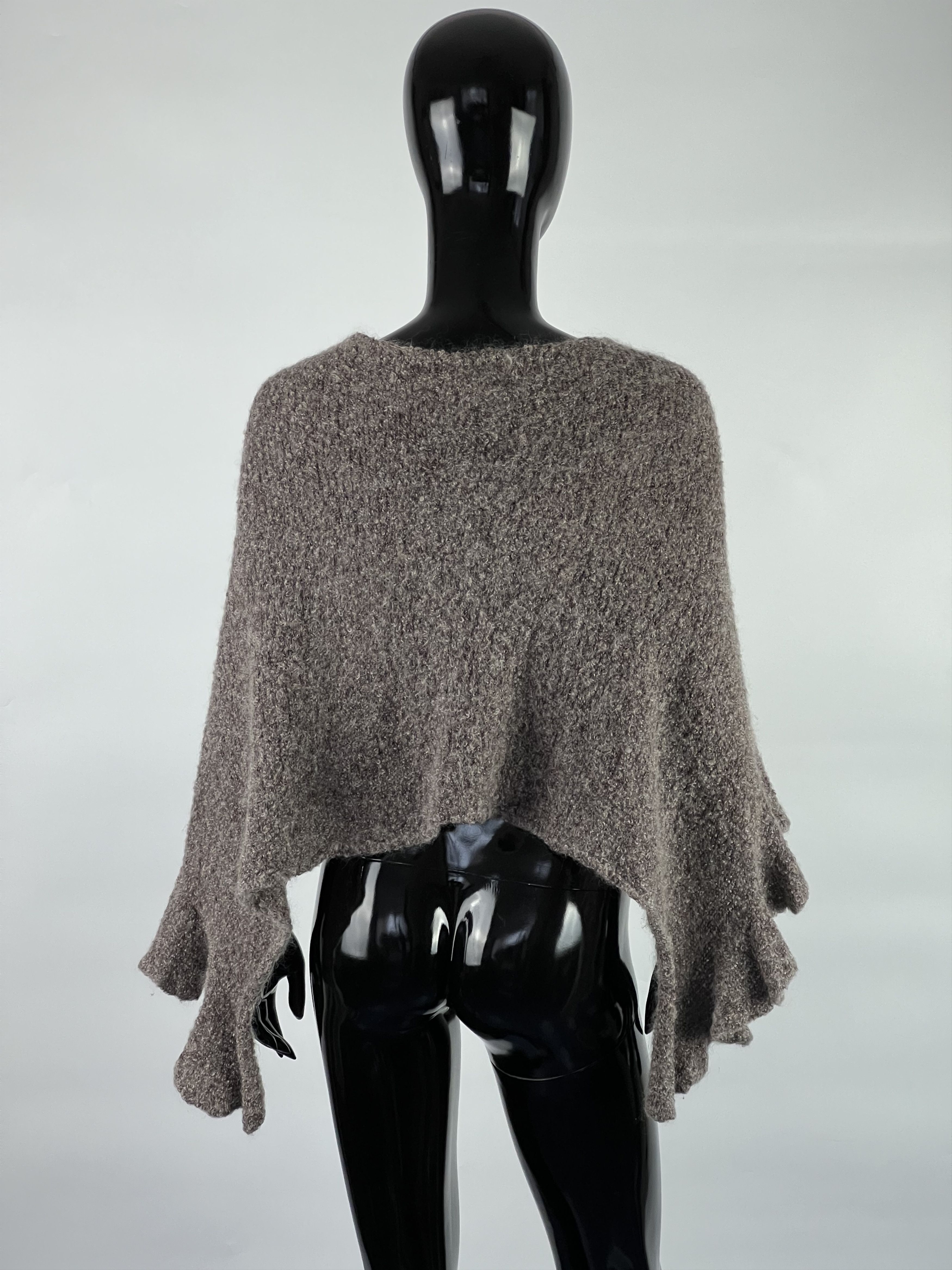 Designer Grizas Mohair Wool Asymmetrical Poncho One Size Size ONE SIZE - 3 Thumbnail