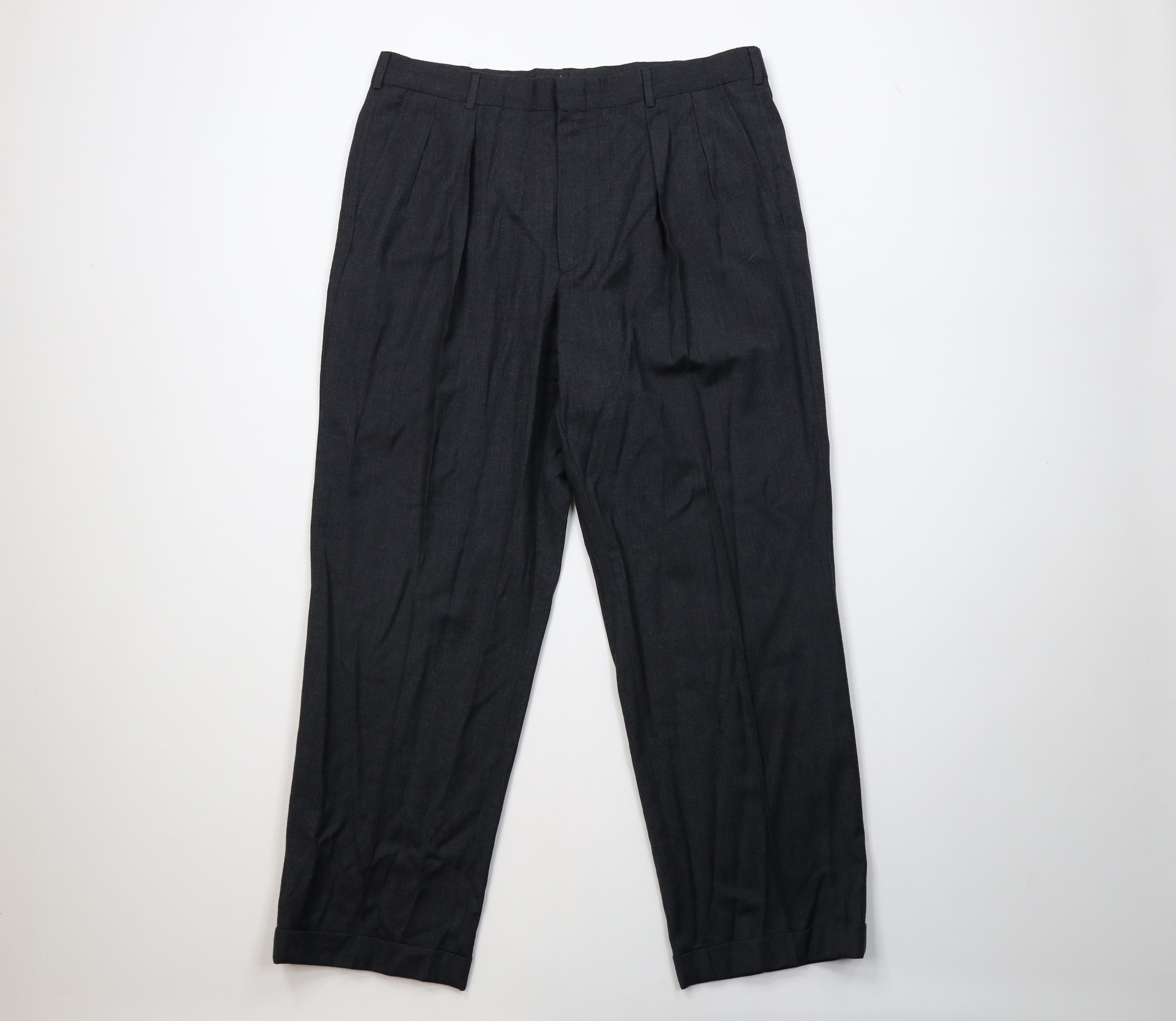 Lands' End Vintage 80s Lands End Wide Leg Chino Pants Charcoal Gray USA Size US 38 / EU 54 - 1 Thumbnail