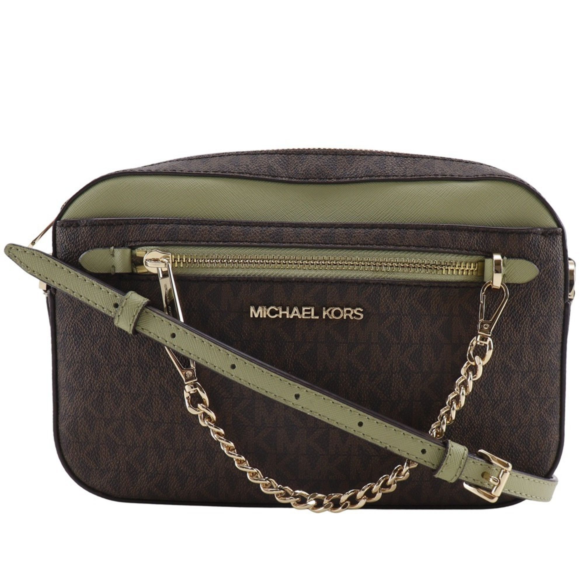 Michael Kors Michael Kors JET SET ITEM EW Zip Chain Shoulder Bag, MK Signature PVC, Brown, A5, Women's Size ONE SIZE - 1 Thumbnail