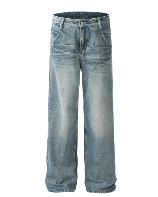 Japanese Brand × Jean Trendy washed blue men's straight loose jeans y2k Size US 32 / EU 48 - 1 Thumbnail