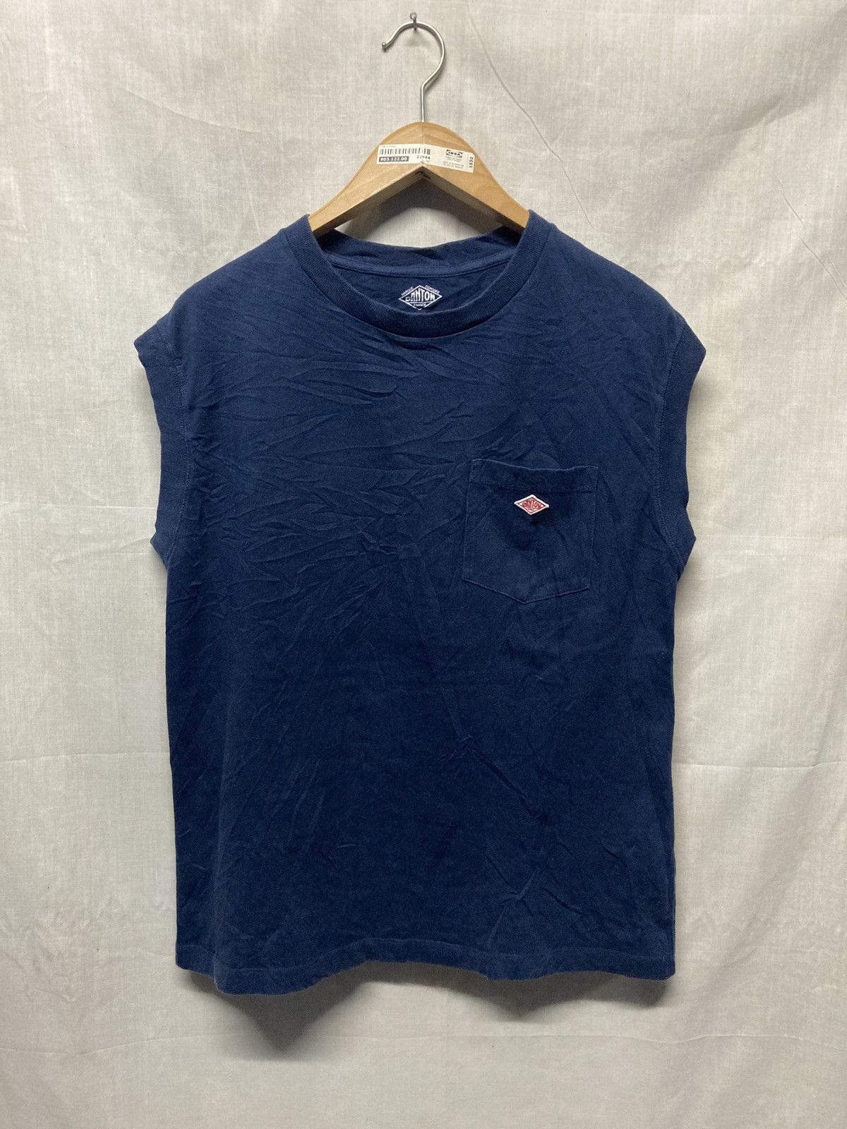 image of Danton Sleeveless Pocket Tee in Navy, Men's (Size Small)