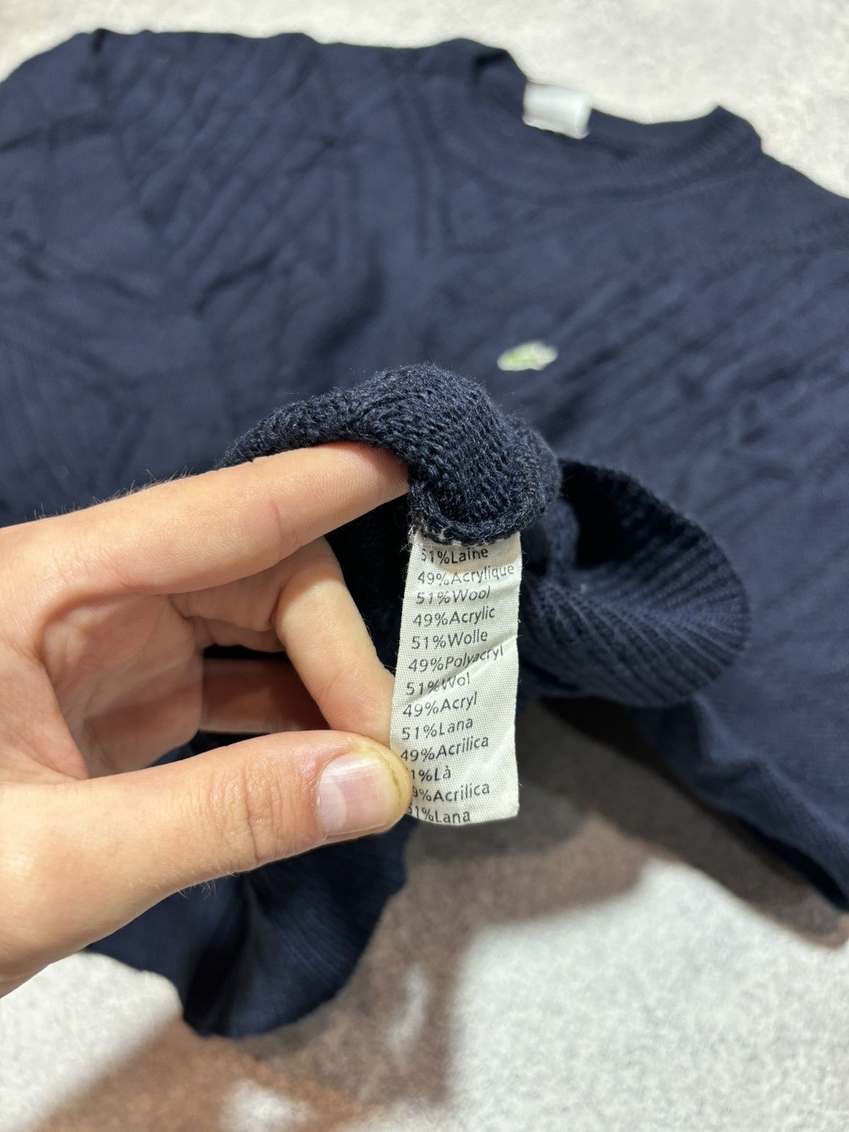 Japanese Brand × Lacoste × Vintage Vintage Lacoste Croc Logo Blue Wool Sweater Size US L / EU 52-54 / 3 - 5 Thumbnail
