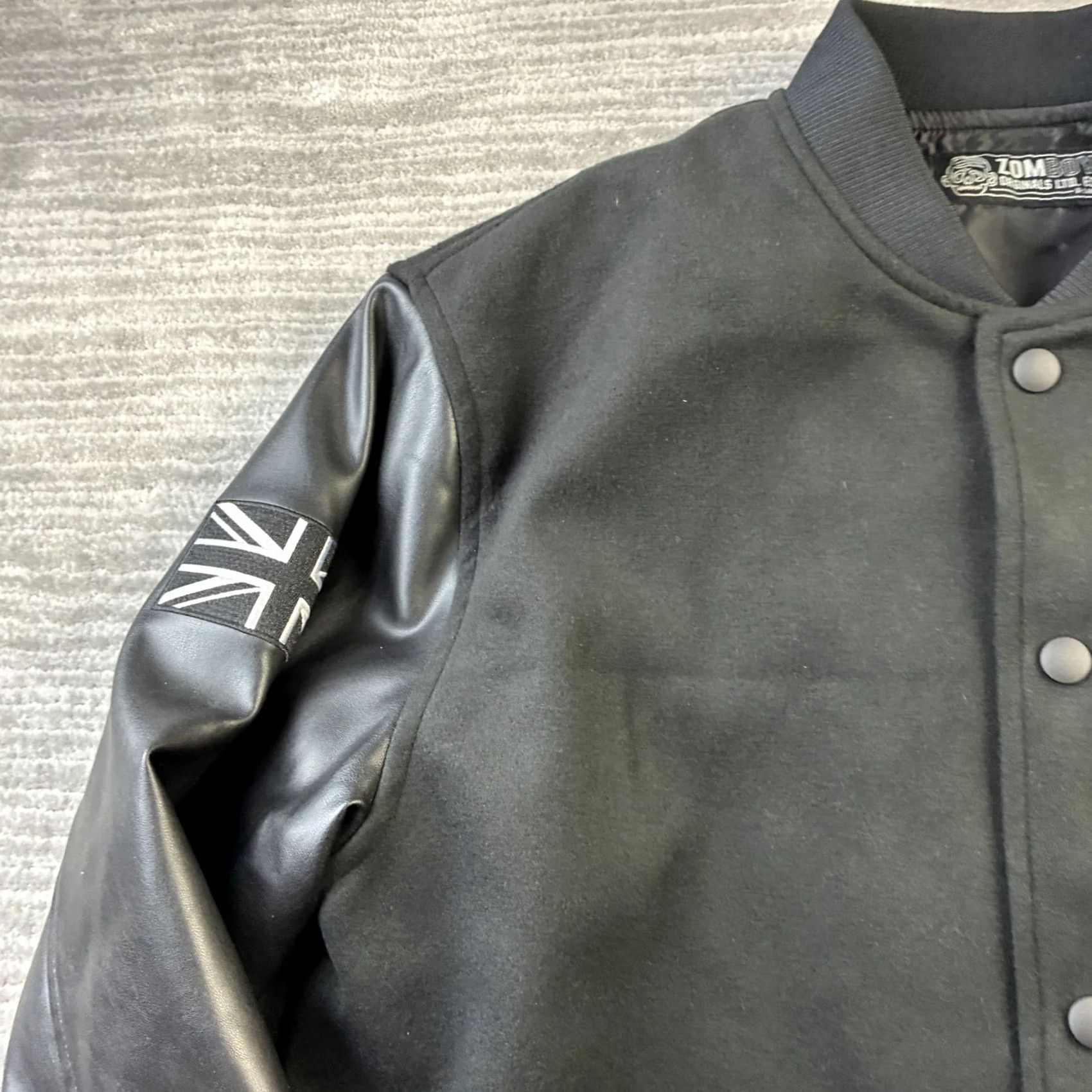 LONE WOLF Zomboy Jacket Mens XL Black Varsity Letterman Wool-Style Polyester Coat Jacket Size US XL / EU 56 / 4 - 5 Thumbnail