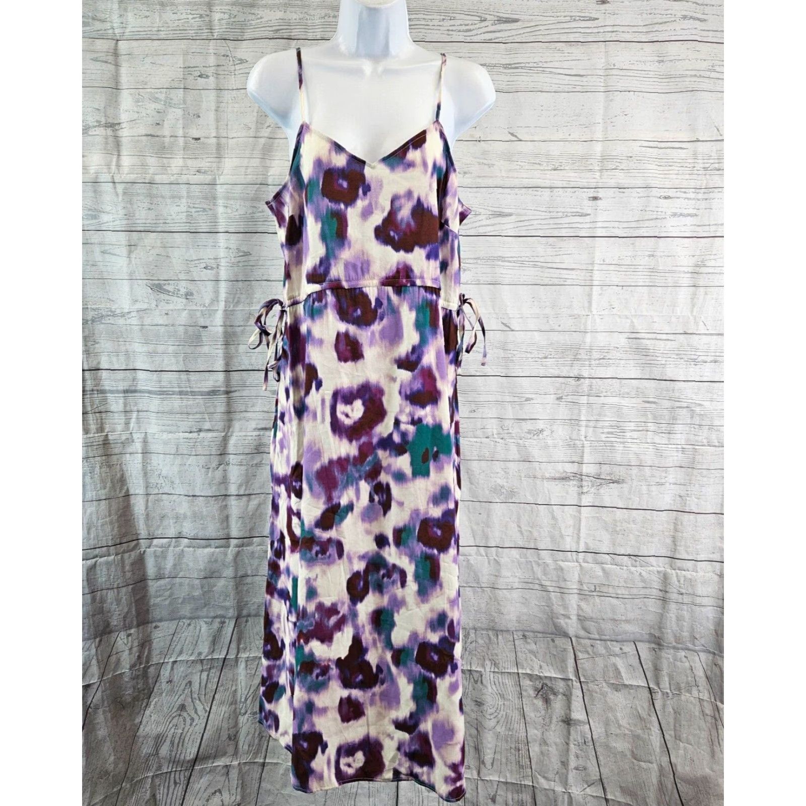Vintage VINTAGE? No, not vintage. Universal Thread Womens Dress Sz Small Purple Teal Side Ties Pockets Sleeveless Size S / US 4 / IT 40 - 2 Thumbnail