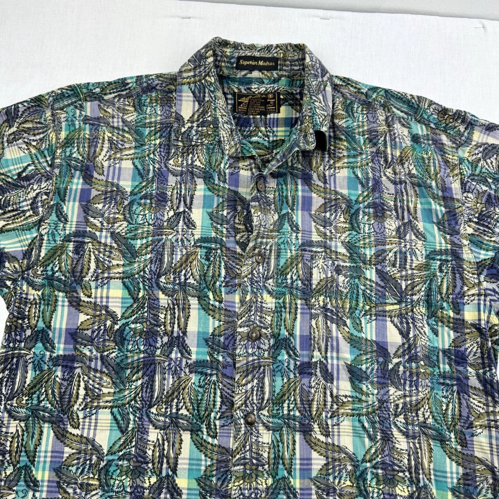 Eddie Bauer VINTAGE Eddie Bauer Plaid Button-Up Adult Medium Short Sleeve Hawaiian Green 90s Mens Size US M / EU 48-50 / 2 - 2 Thumbnail