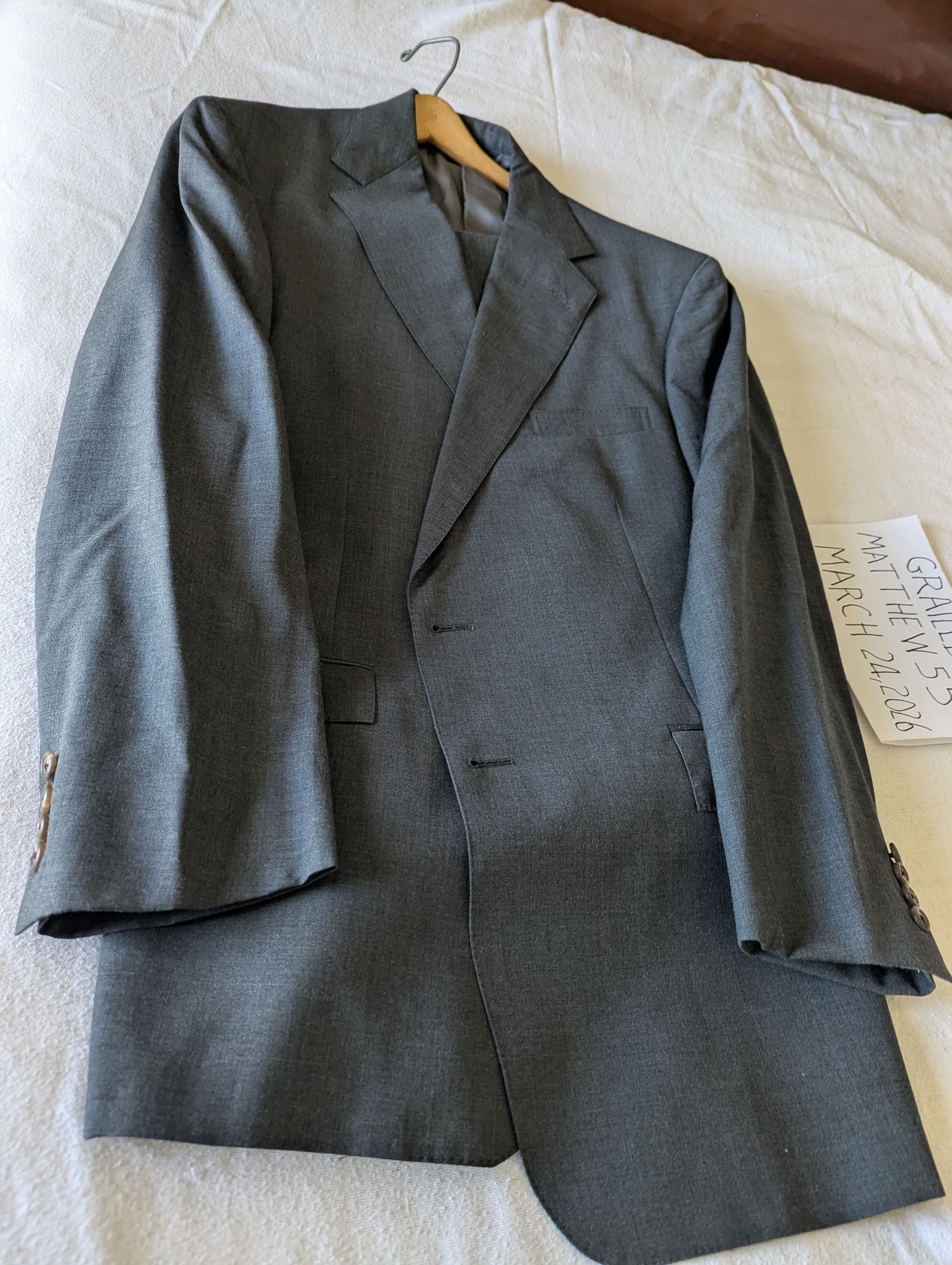 Polo Ralph Lauren Vintage Wool Gray Suit Size 44L - 5 Thumbnail
