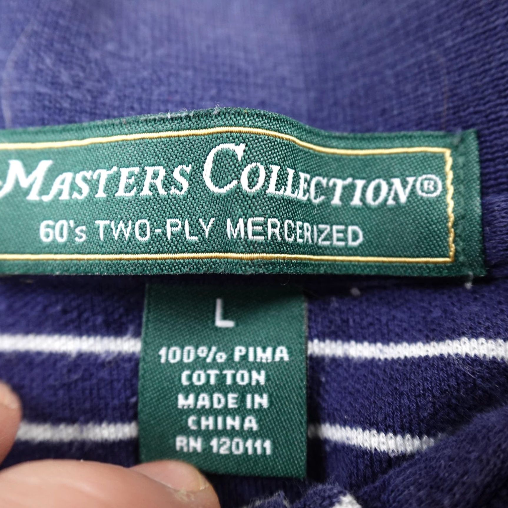 Vintage Masters Polo Shirt Mens L Blue White Stripe Pima Augusta National Golf Course Size US L / EU 52-54 / 3 - 6 Thumbnail