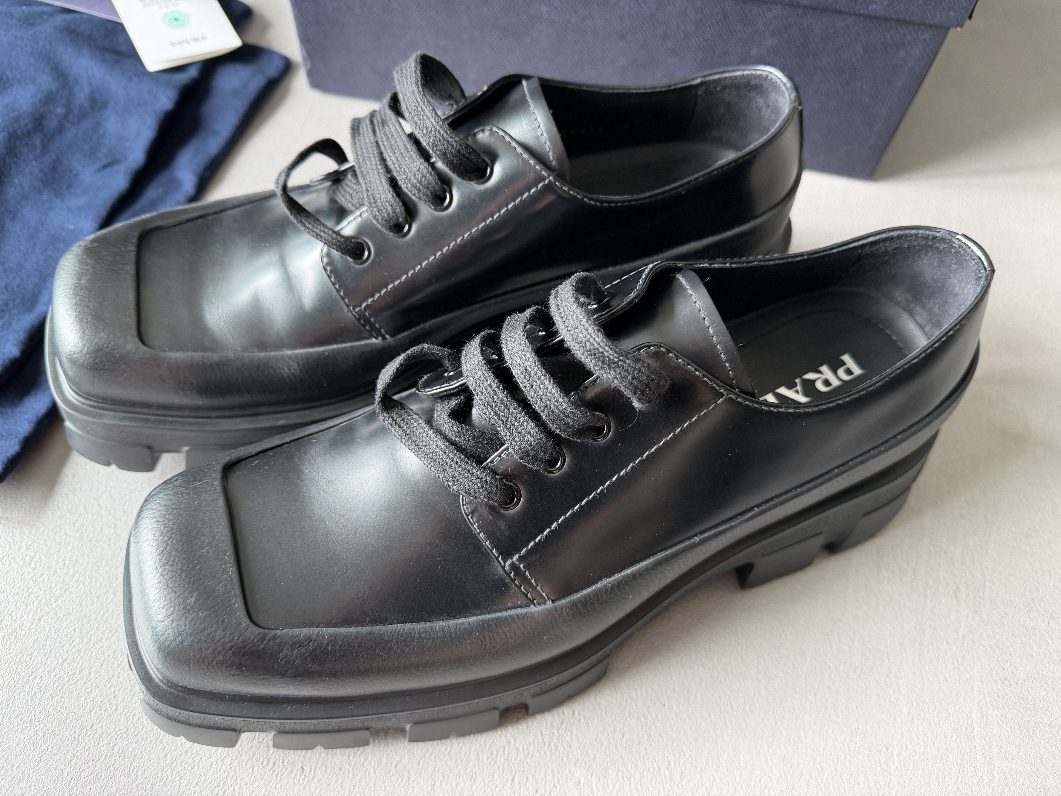 Prada PRADA Paneled Leather Monolith Derby Shoes, Square Toe Size US 11 / EU 44 - 4 Thumbnail