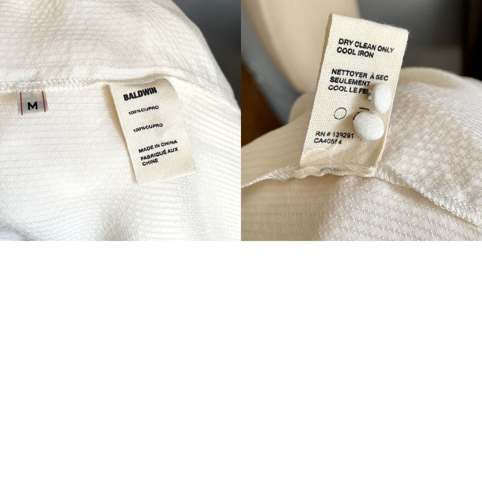 Vintage Baldwin Blouse Shirt Cupro Textured Stripe Button Front M Ivory Womens Size M / US 6-8 / IT 42-44 - 8 Thumbnail